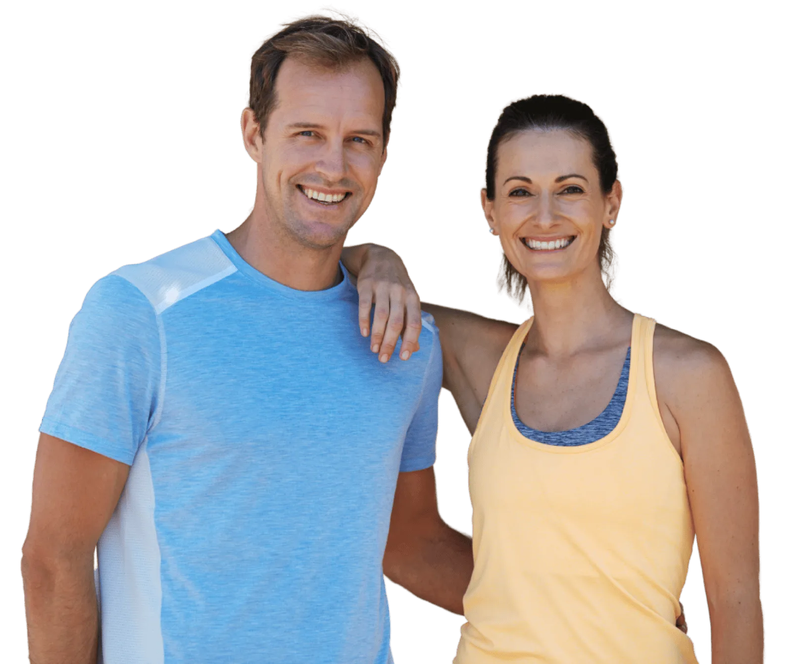 Couple smiling, ready to talk to a clinician